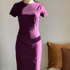 Ted Baker Elynah Asymmetric Peplum Tailored Dress - Short Sleeve Sheath Sz0 or 2